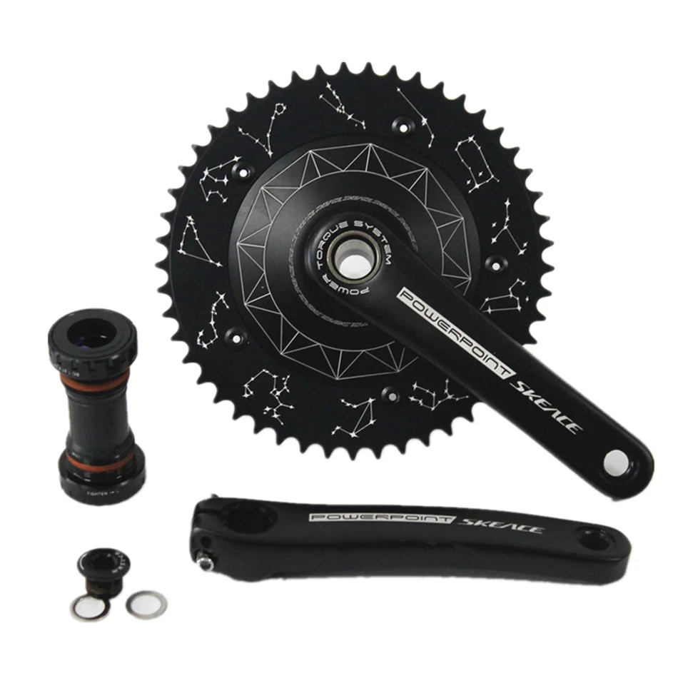 SKEACE-Powerpoint Hollowtech Crankset, Fixie Crank, Single Speed, Fixed Gear Bike, Track Bicycle Chainwheel, 49T, 165mm, 144BCD