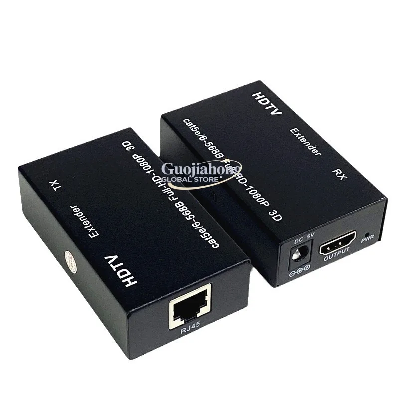 Удлинитель сетевого кабеля RJ45 на 60 м для передачи видео высокой четкости 1080P с двумя блоками питания