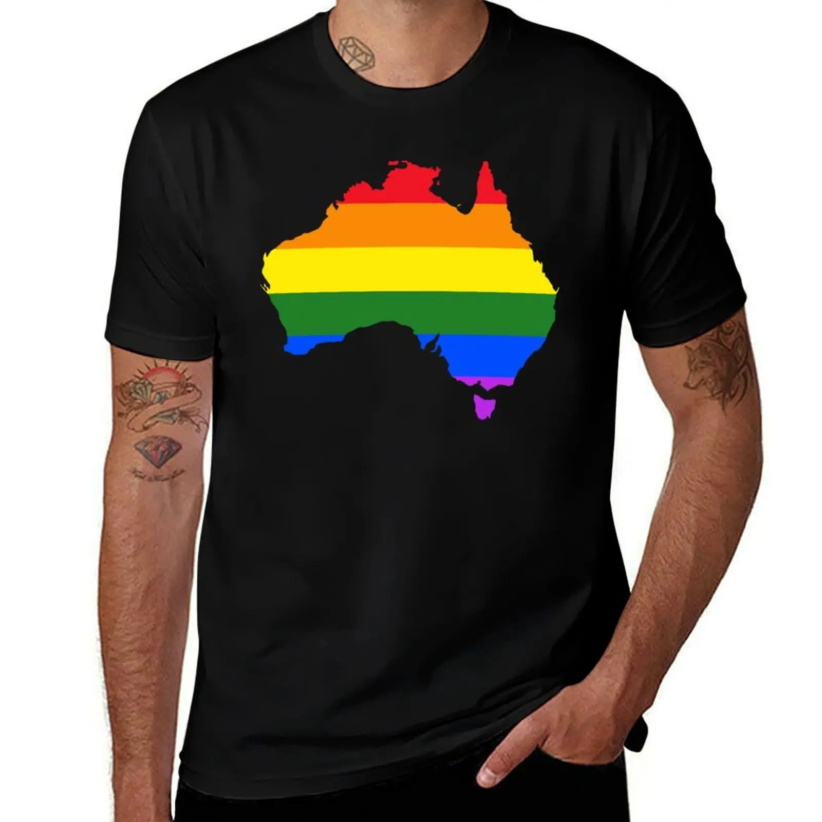 

Australia Equality Rainbow T-Shirt Light Athletic Short Sleeve Tee Shirt