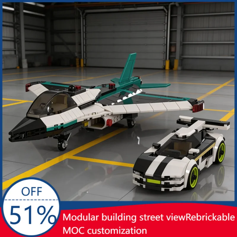 

598 PCS Transforming Series 60489 MOC Jet & Sports Car MOC Building Block Model Children Educational Surprise Toys Birthday Gift