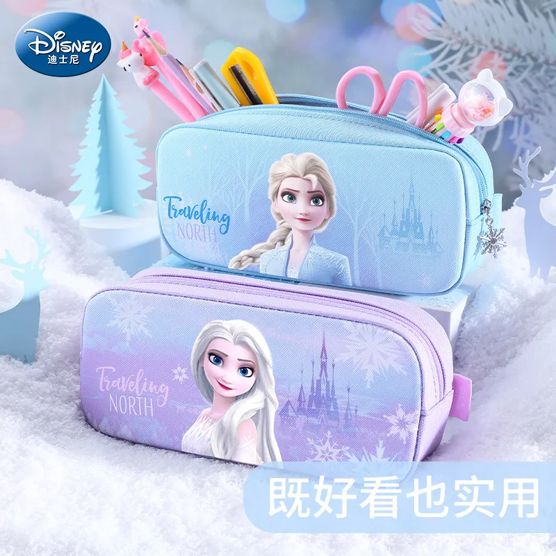 New Disney Girls Pen Bag grande capacità Princess Double Layer Frozen Stationery Box Cute School Supplies Storage Bag Kawaii Bag