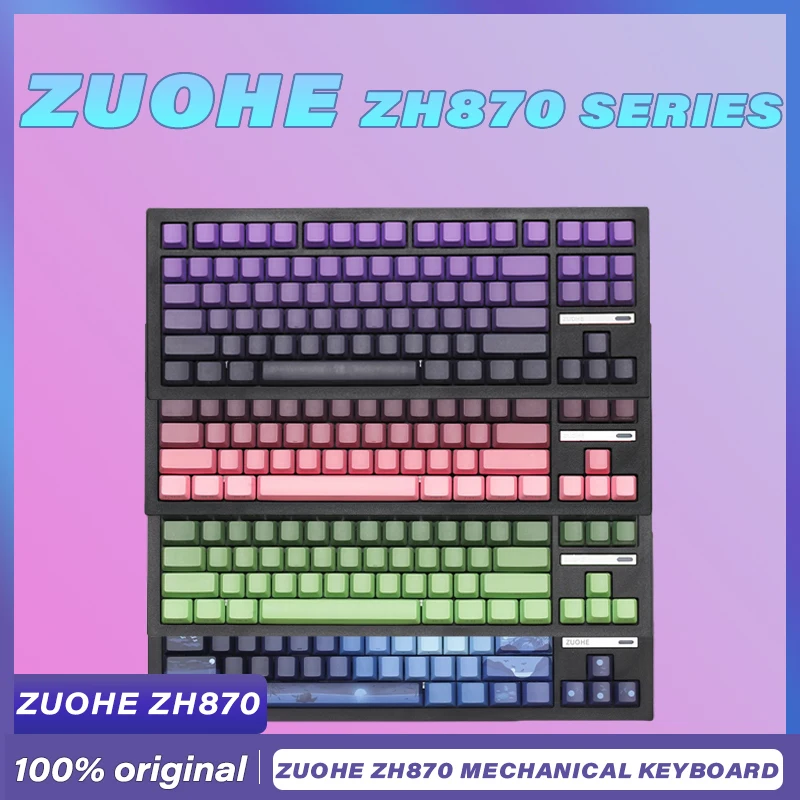 Zuohe ZH870 Mechanical Keyboard Wireless Bluetooth RGB light PBT Keycap Hot Swap 3 mode office Customized Gaming Keyboards Gift