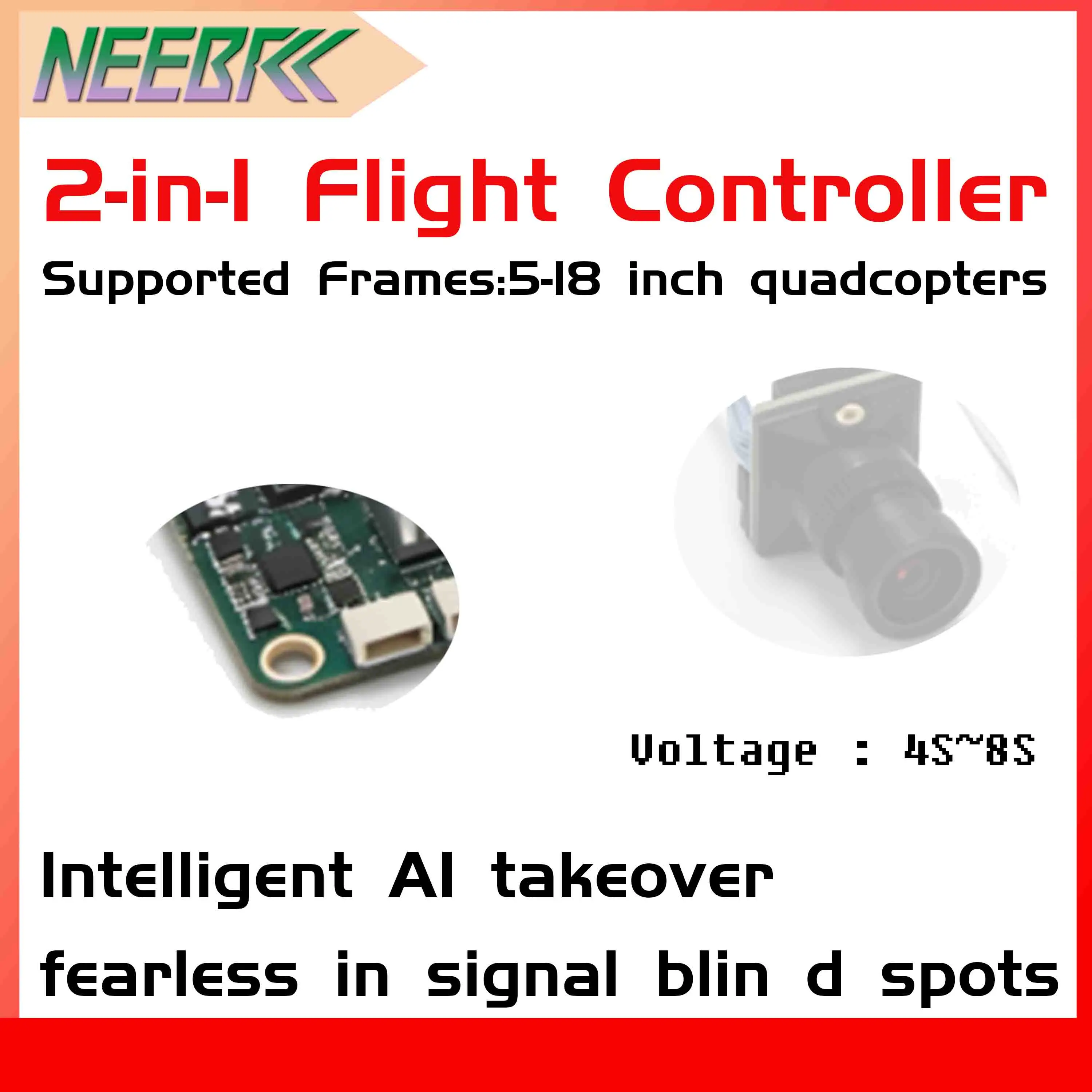NEEBRC 2-IN-1 AI Vision Tracking Flight Controller Module 1080P Digital Camera BetaFlight 4-8S for 5-18in Quadcopter RC Drone