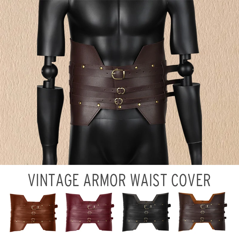 Medieval Leather Wide Belt Waistband Knight Retro Saber Waist Decoration Cosplay Costume Accessory Heavy Armor Punk Waistguard