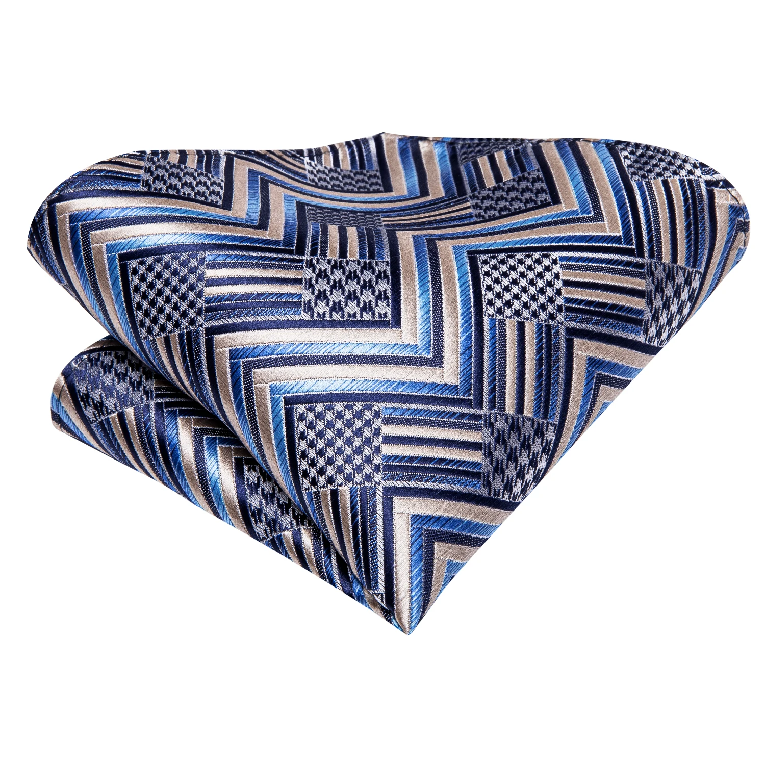 Hi-Tie-mancuerna de seda para hombres, conjunto de corbata de Cachemira a rayas, color azul claro dorado, para fiesta de negocios, envío directo, novedad