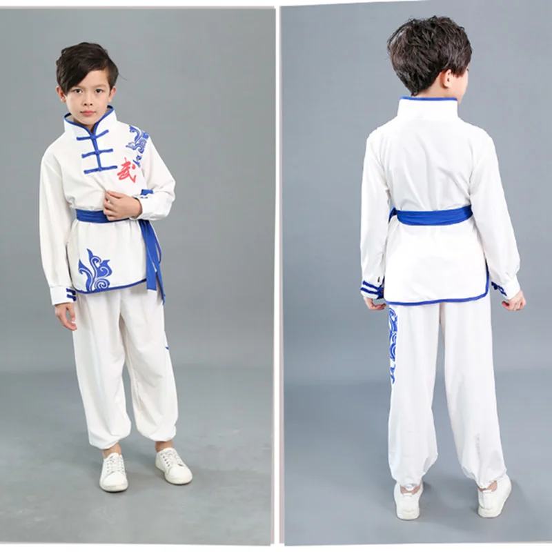 Traje tradicional chino de Wushu para niños y niñas, uniformes de Tai Chi KungFu, trajes de manga larga corta, traje de artes marciales