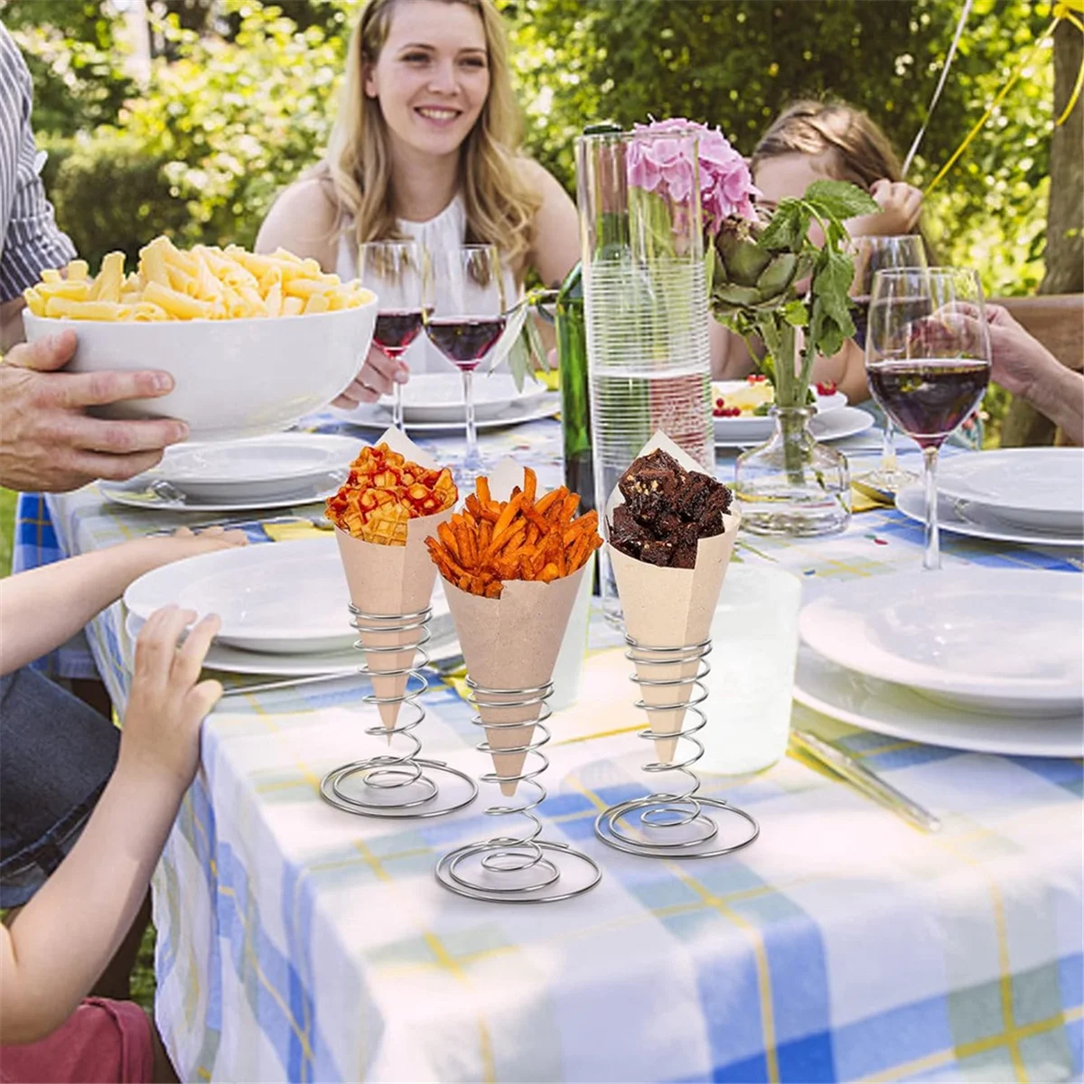 8 Pack Ice Cream Cone Holders, Stainless Steel Cone Holders, Pizza Cone Holders, Food Cone Display Stands