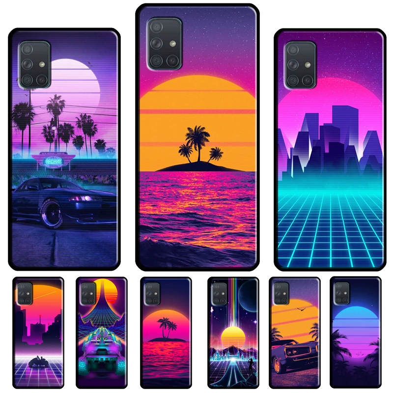 Synthwave 80's Retro Neon vaporwave Case For Samsung A54 A34 A14 A24 A12 A22 A32 A42 A52 A51 A71 A50 A70 A13 A23 A33 A53 Cover