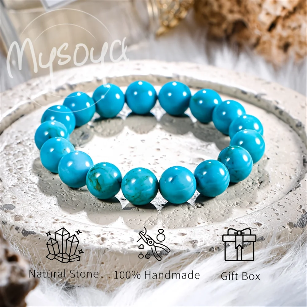 

MYSOYA Premium Natural Turquoise Bracelet With Gift Box, Birthday Gift, Valentine’s Day
