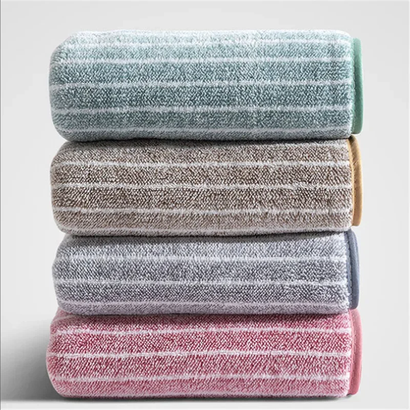 

1Pc 34x75cm Coral Velvet Striped Soft Water Absorbent Travel Home Bathroom Adult Hand Towel