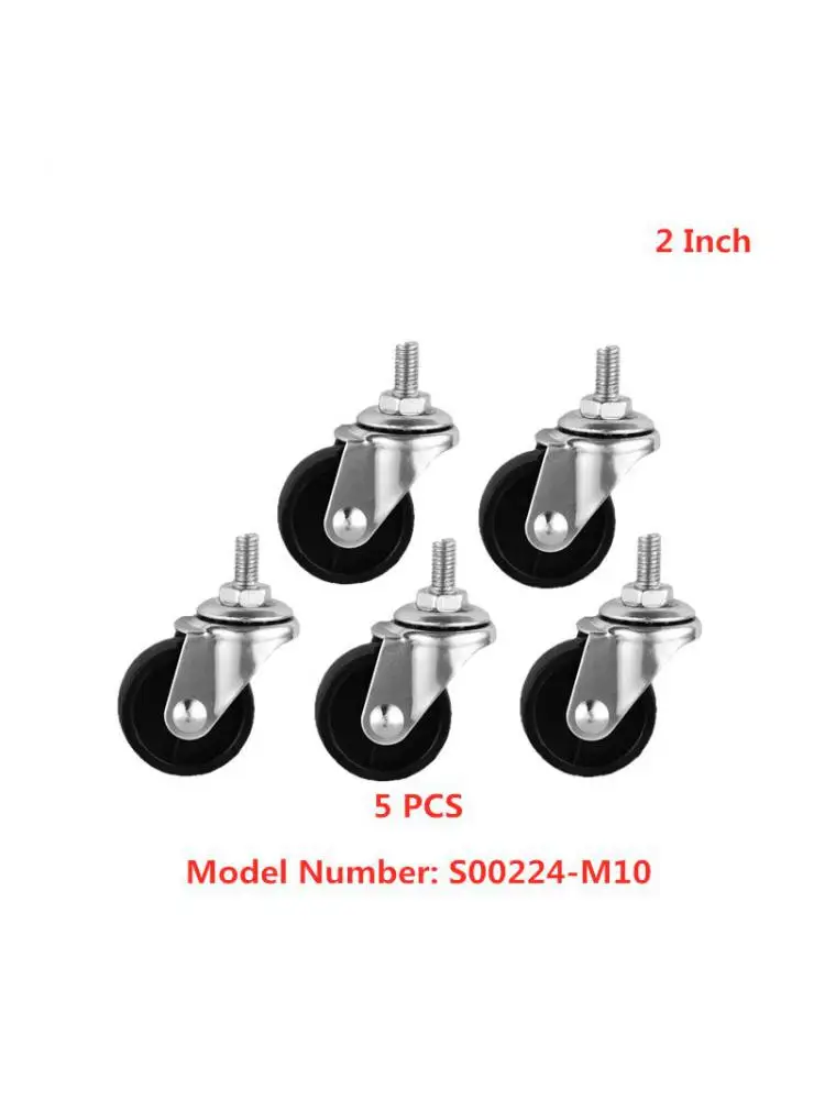 

(5 Packs) Casters 2 Inch Light Black Pp Movable Screw Caster M10 Electrical Furniture Universal Wheel