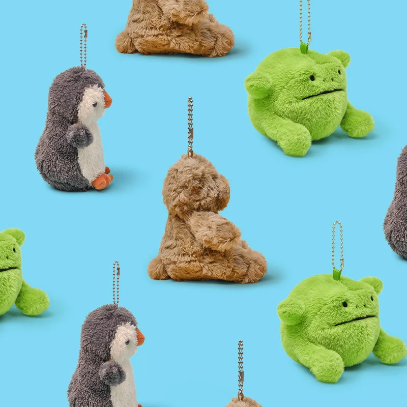 11cm Kawaii wysokiej jakości pingwin miś pluszowa zabawka wypchane zwierzę żaba lalka plecak klucz wisiorek prezent urodzinowy