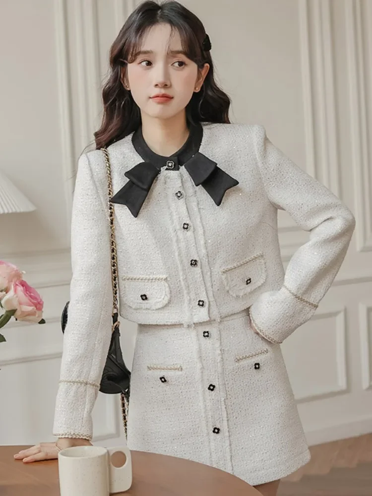 UNXX Autumn and Winter Women's New High-end Socialite Outfit: Woven Jacket and Skirt Two-piece Set Female Office Lady Clothing