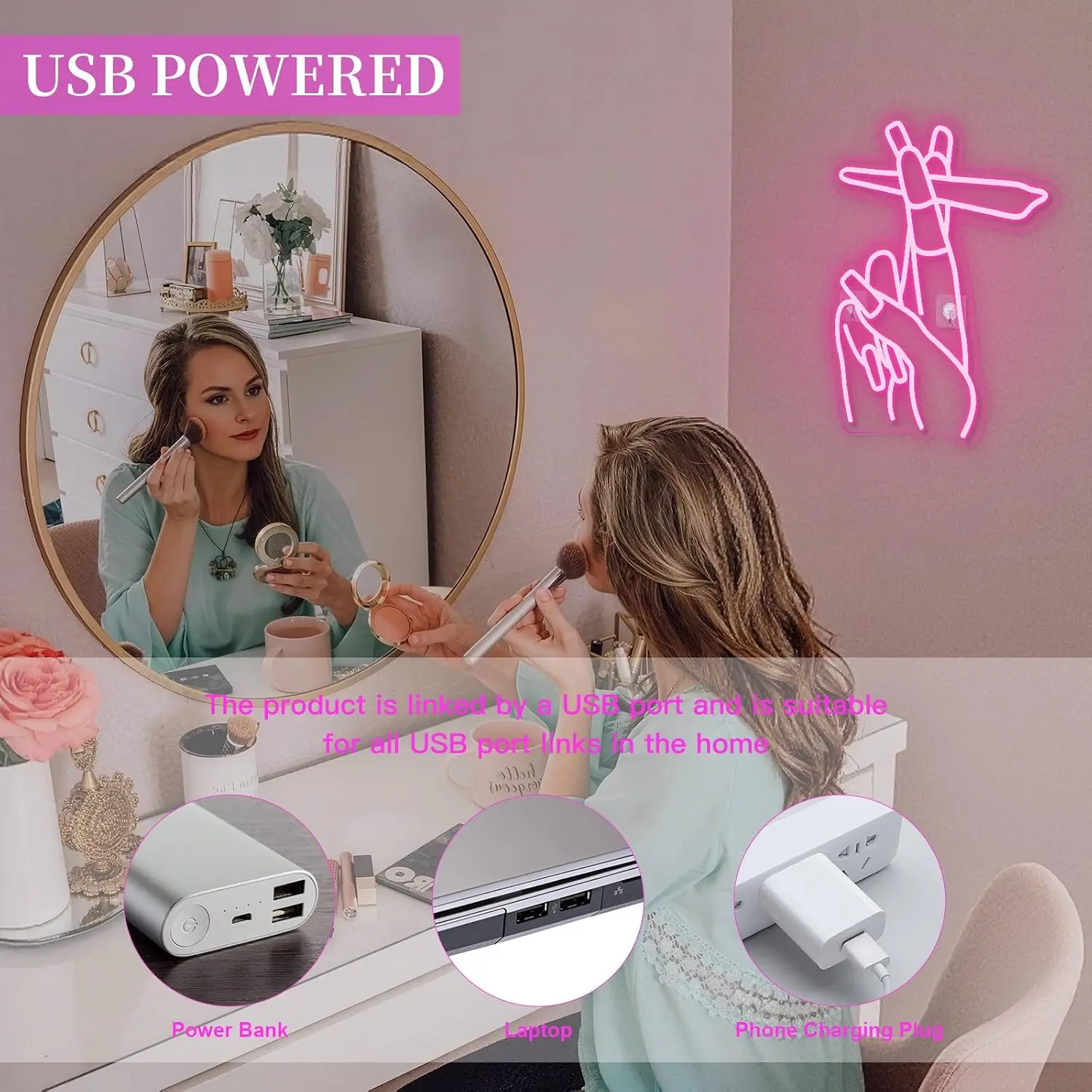 Manicure Nail Art LED Neon Sign USB Powered Neon Light For Nail Salon Beauty Shop Bedroom Aesthetic Business Store Decor Gift