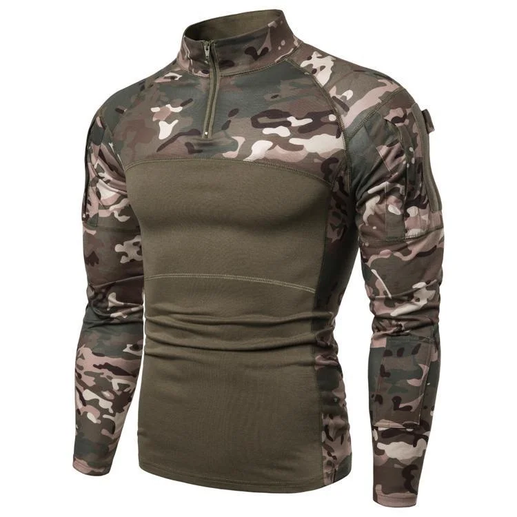 Tactical Army Combat Shirt Mens Cotton Military T-Shirt European and American Hunting Clothes Male Long Sleeve Shirt