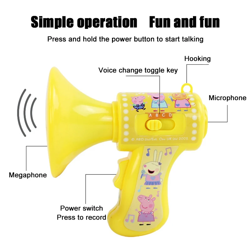 ペッパピッグスピーカー子供用ポータブル、楽しい音声変更アンプ、テーマパーティー、教育玩具、音楽、子供向けギフト