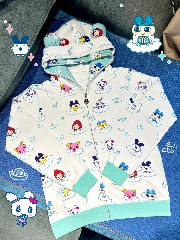 

Легкая толстовка с капюшоном на молнии Long Sve Jaet, свободный крой Fem Sle, милый дизайн с медвежьими ушками, весна-лето, японский топ