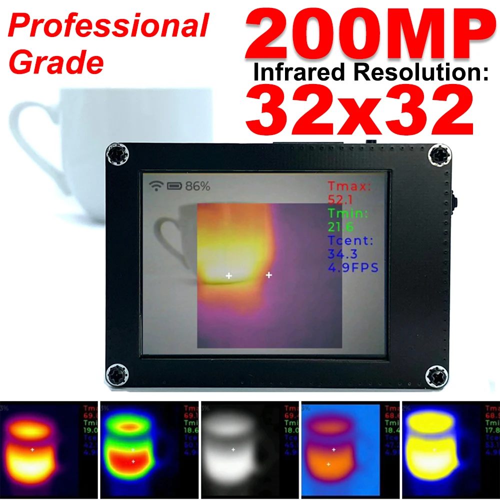 Professional Digital Thermal Imager Infrared Sensor LCD 32 x 32 Resolution -20~1000℃ Temp Sensor Handheld Imaging Camera