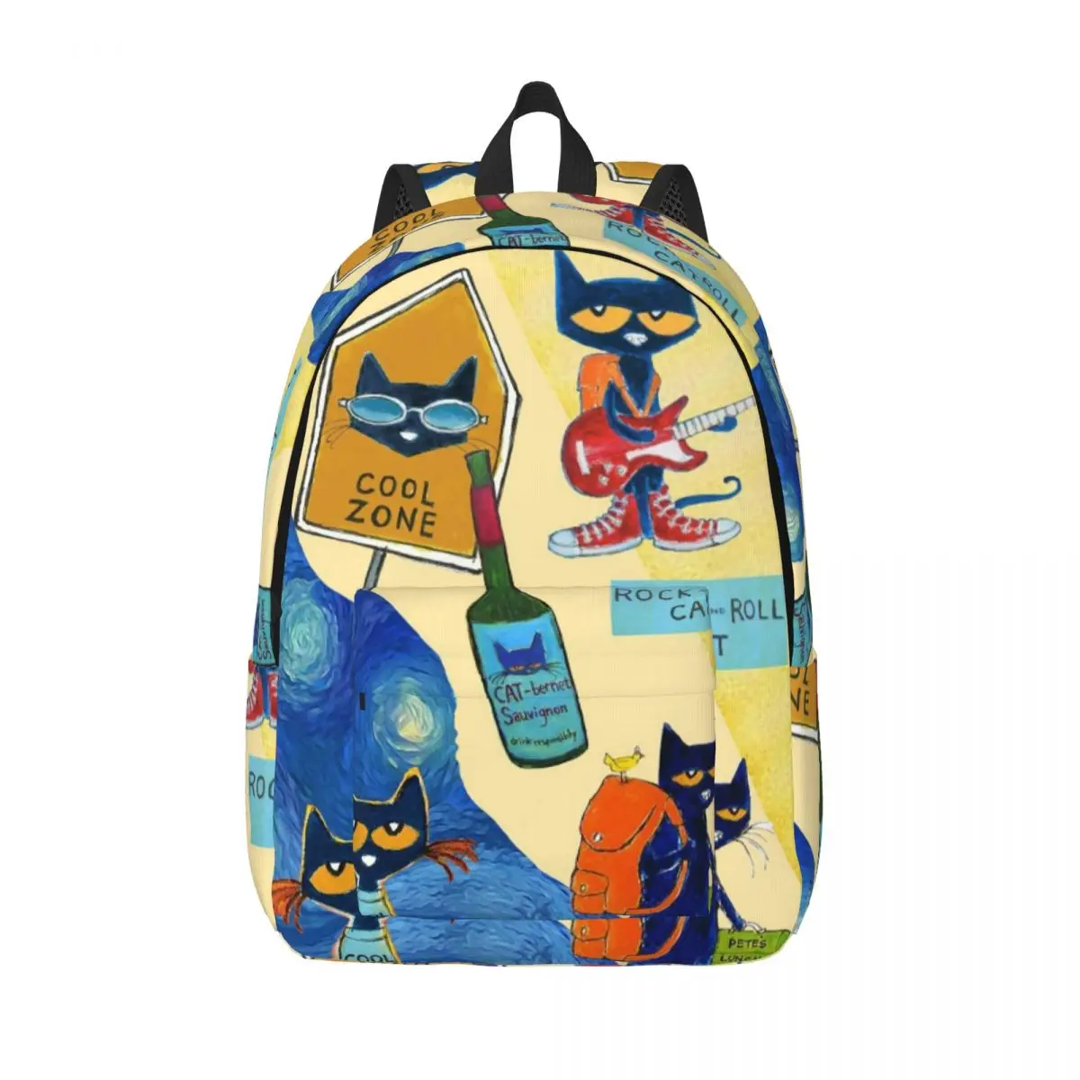 

Pete The Cat Student Backpack School Bag Hiking Travel Daypack for Men Women Bookbag Shoulder Bags