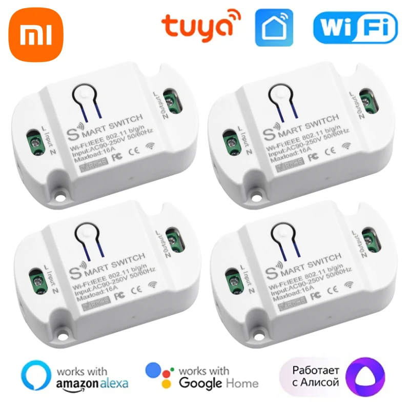 Xiaomi-Tuya Smart WiFi Switch, Mini Smart Breaker, Smart Life, Télécommande sans fil, Alexa, Google Home, Yandex Alice