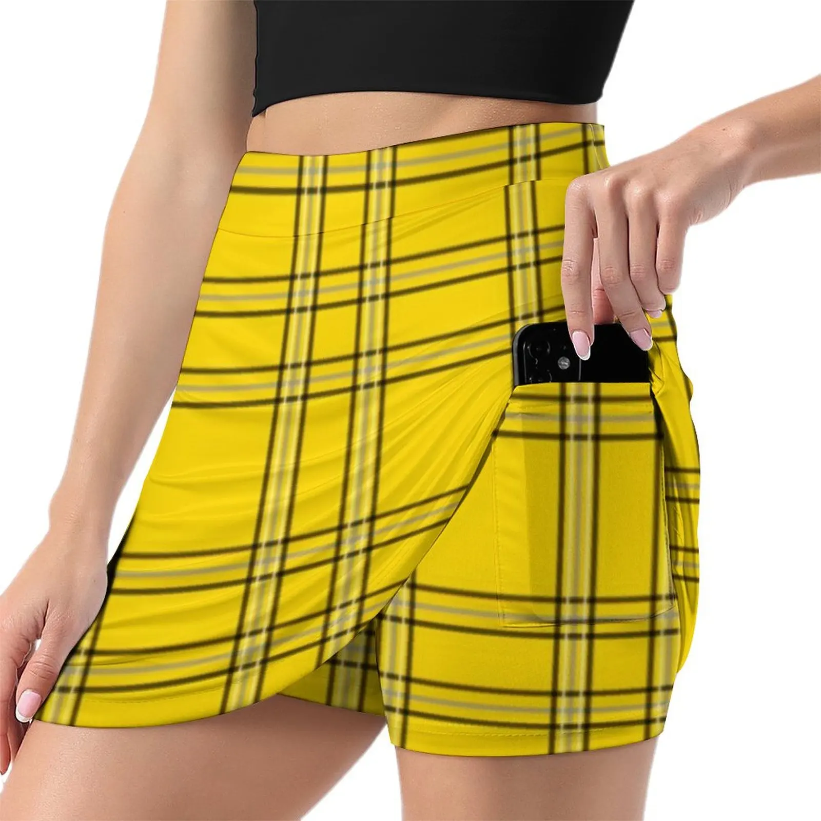 Clueless Cher Horowitz Iconic Yellow Plaid Accessories Mini Skirt Skirt shorts Skirt satin