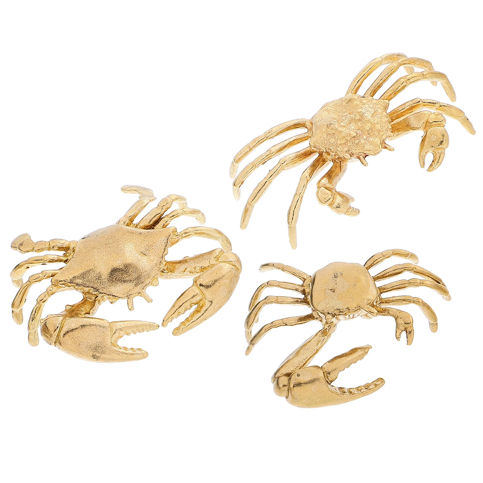 

3Pcs Brass Crab Ornaments Vintage Animal Sculpture Desktop Decoration Home Living Room Brass Collectibles Animal Box for Tables