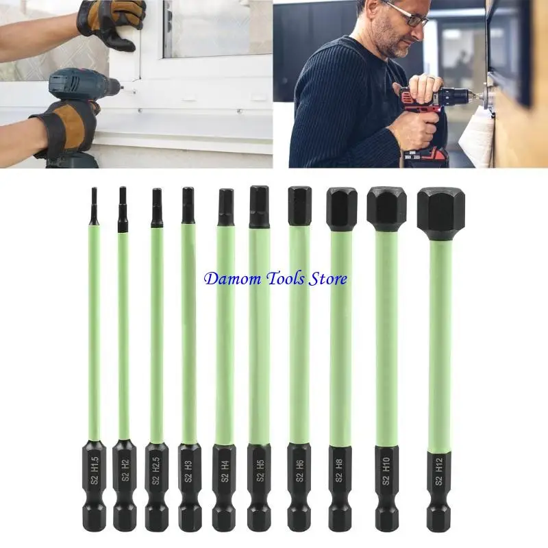 

57BE 10 шт. 1,5-12 мм шестигранный ключ, сверло 1/4 дюйма, набор шестигранных отверток, набор шестигранных ключей для сборки