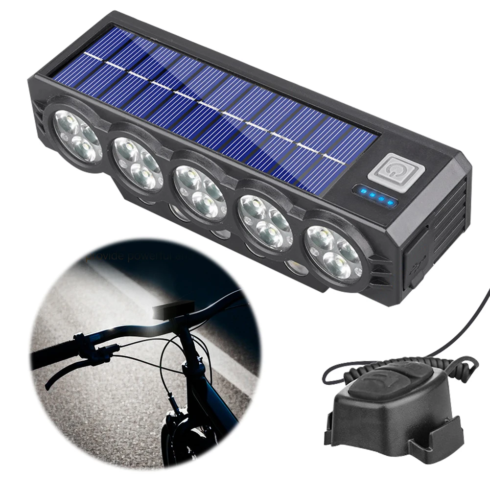 

20LED солнечная велосипедная фара, USB перезаряжаемая велосипедная безопасная передняя лампа, 4000 мАч, передний фонарь для велосипеда, аксессуары для велосипеда