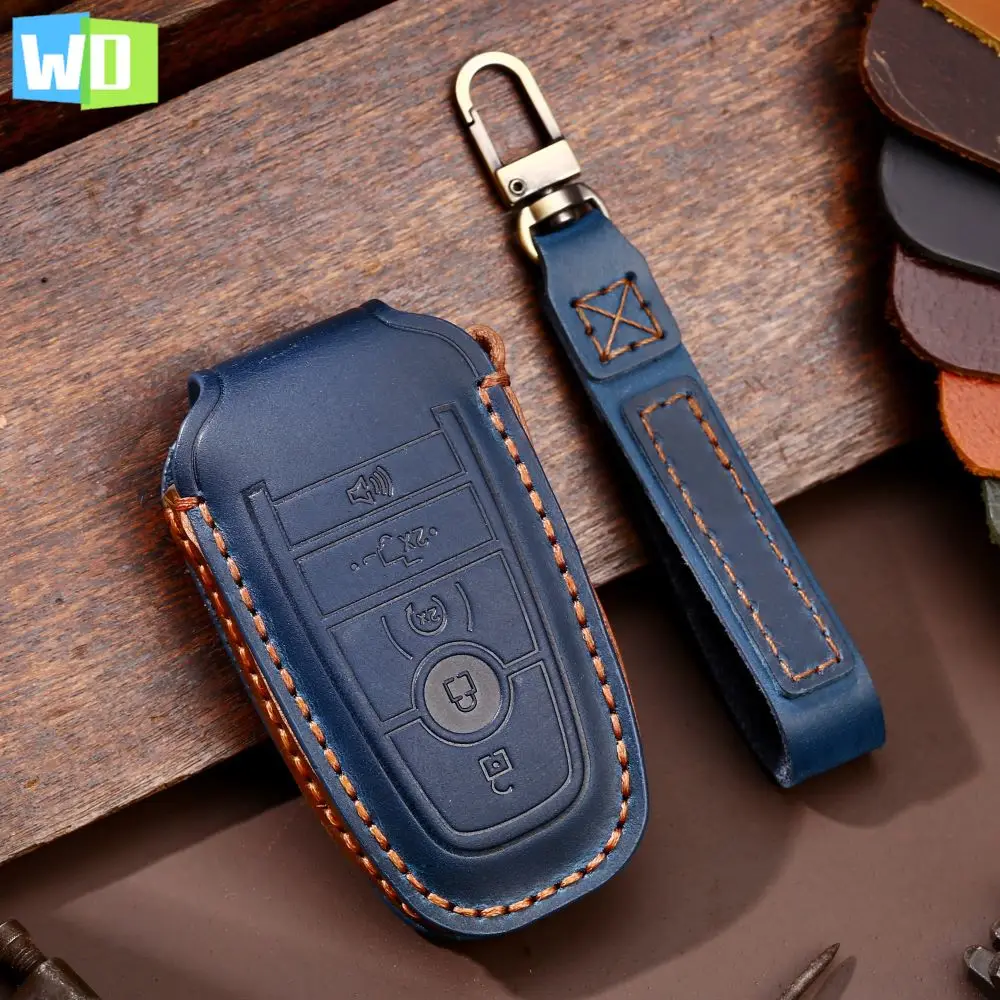 

Leather Car Key Case Cover Remote Key Fob Shell Accessories For Ford Edge Fusion Mustang Explorer F150 Ecosport Mondeo Lincoln