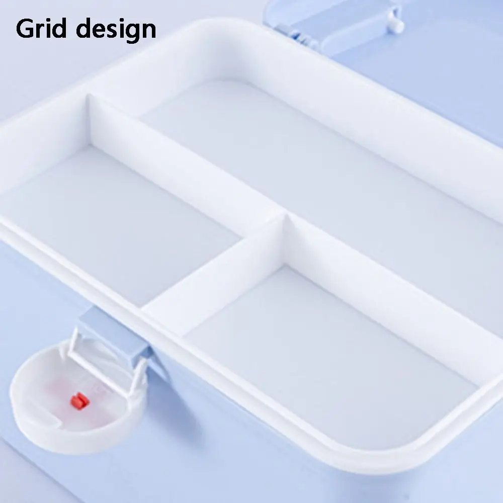 Double Layer Medicine Storage Box with Handle Portable Emergency Box Buckle Design Large Capacity Medicine Case