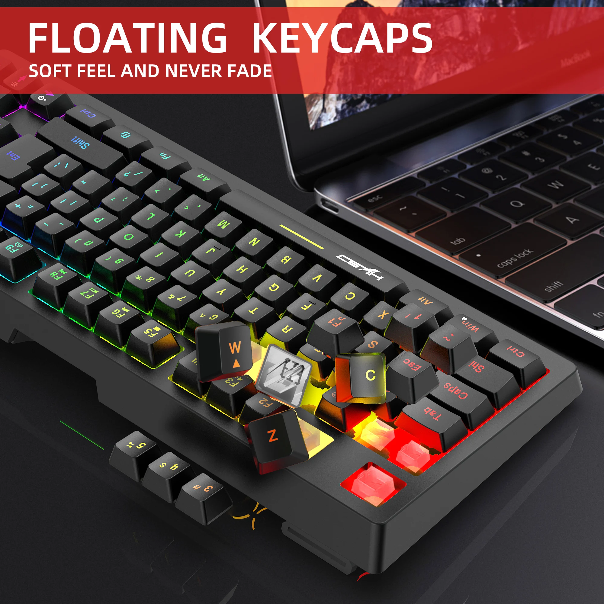 Imagem -04 - Recarregável sem Fio Gaming Teclado Rgb Backlit Ergonomia 87 Teclas Mecânica Sinta Teclado para Windows Xbox Ps4 pc Gamer 2.4g