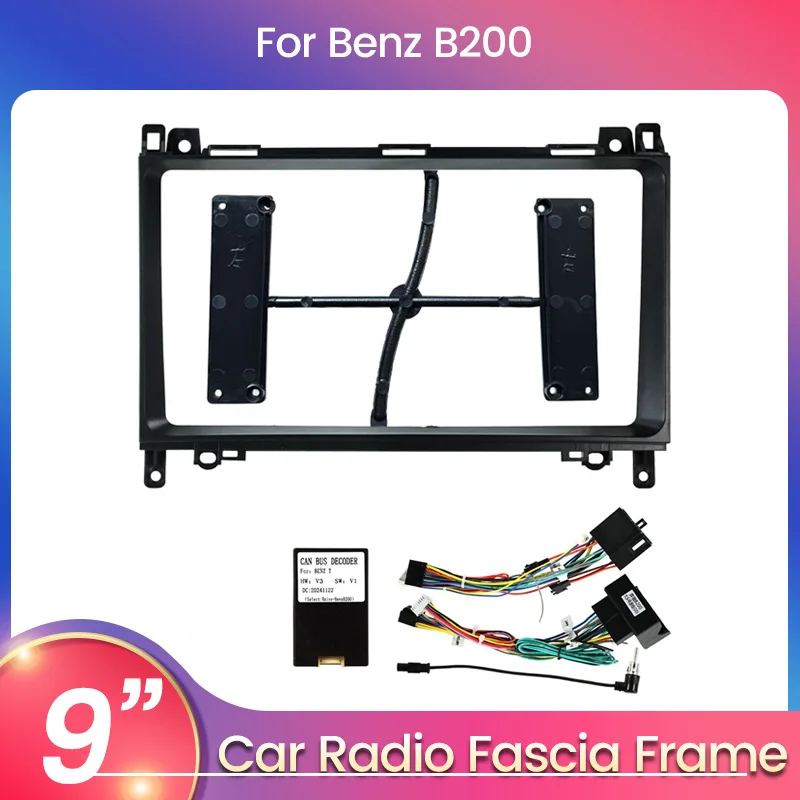 9" Rahmen für Mercedes Benz B200 A B Klasse W169 W245 Viano Vito W639 Sprinter W906 2 Din Autoradio Fascia Panel Dash Montage Kit