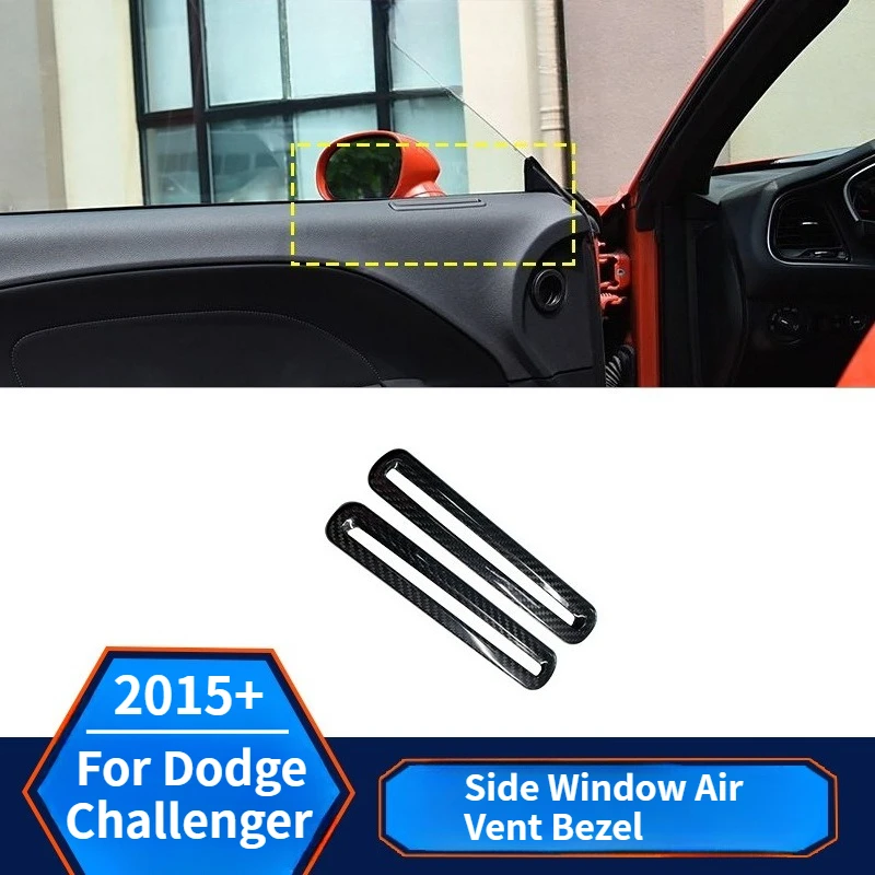

For Dodge Challenger Real Dry Carbon Fiber Side Window Air Vent Decorative Bezel Anti-Collision cover 2015+ Interior Accessories