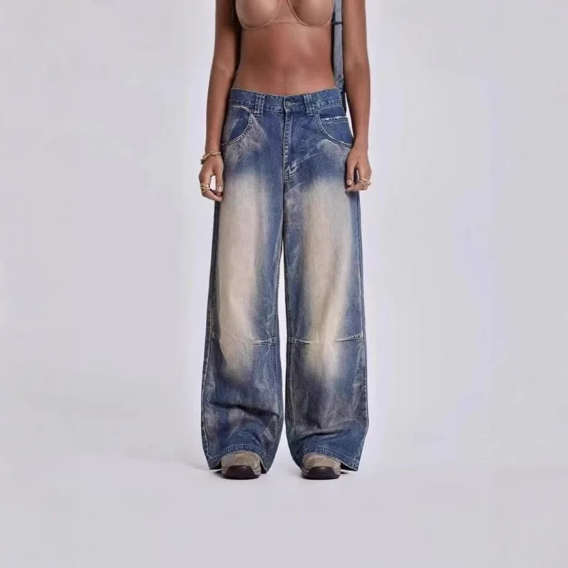 Jaded London new winged old gradient retro washed loose jeans pants for men and women