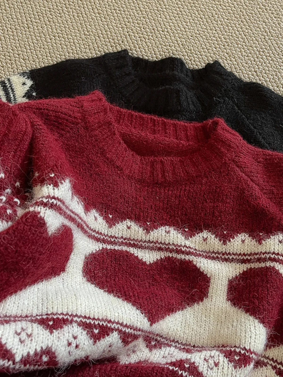 

Casual Heart Pattern Women's Knits All Match Pullover Autumn Winter Sweater Round Neck Daily Long Sleeves Tops
