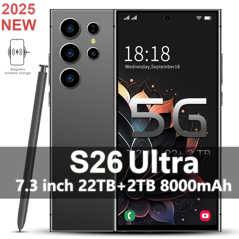 

2025 New Hot S26 Ultra Original Intelligent 5g Dual Card Dual Standby Android 14 System 8000mah Battery Global Version