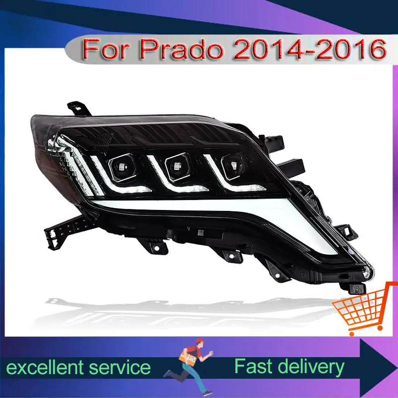 Car For Toyota 2014-2017 Prado LC150 Headlight Upgrade DRL Front Lamp LED Dynamic Turn Signal Projector Lens Auto Accessories