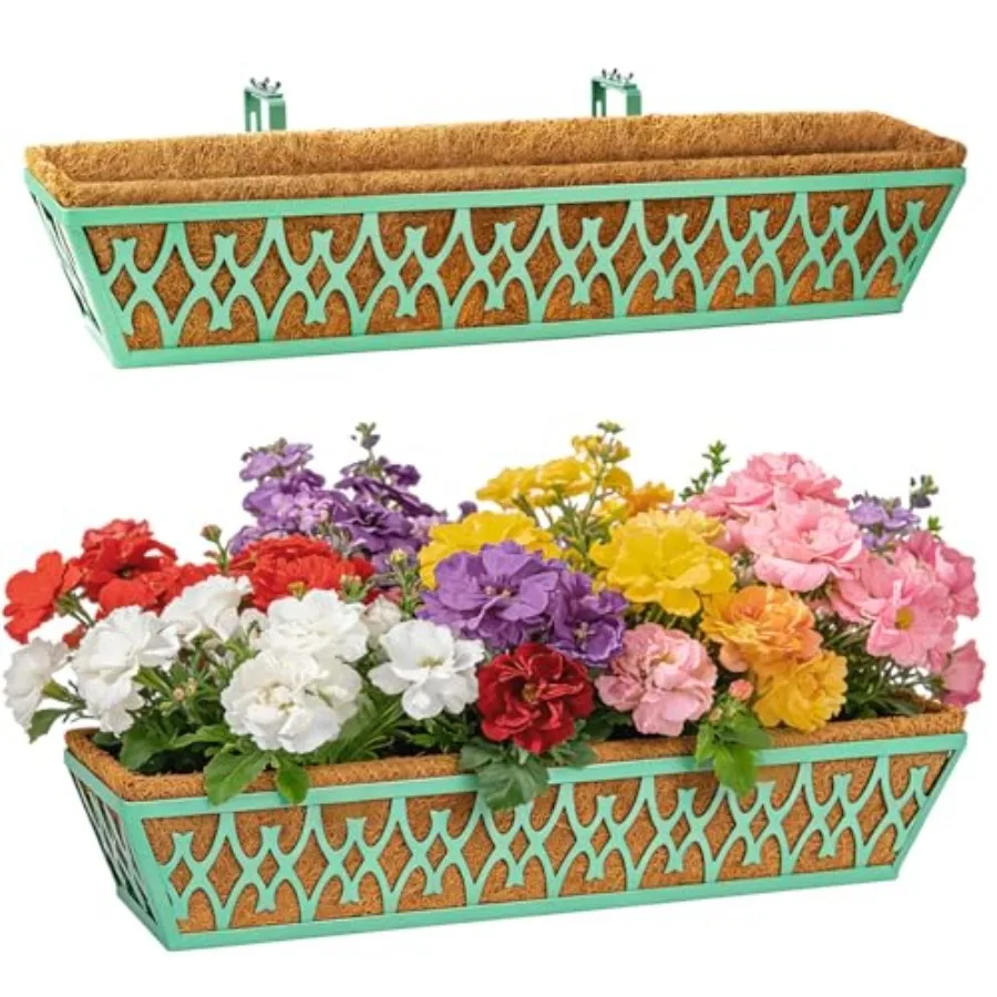 

Набор из 2-х 30-дюймовых подвесных кашпо для оконных проемов и перил с регулируемыми кронштейнами для крыльца, забора, патио, балкона, для цветов