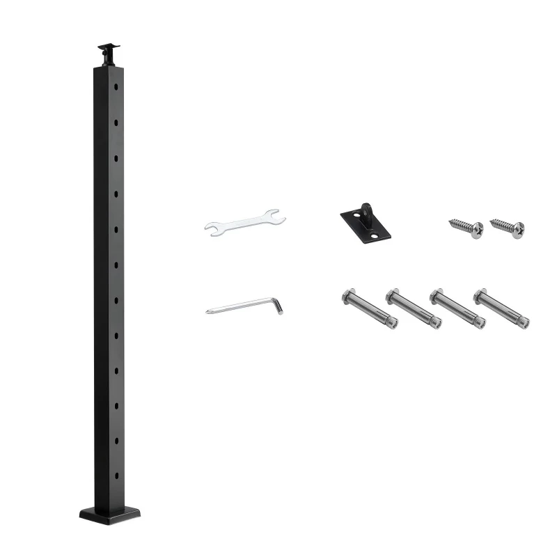 Cable railing posts 42x1x2 stainless steel stair posts with 30 degree angle holes, pre-drilled for cable railing