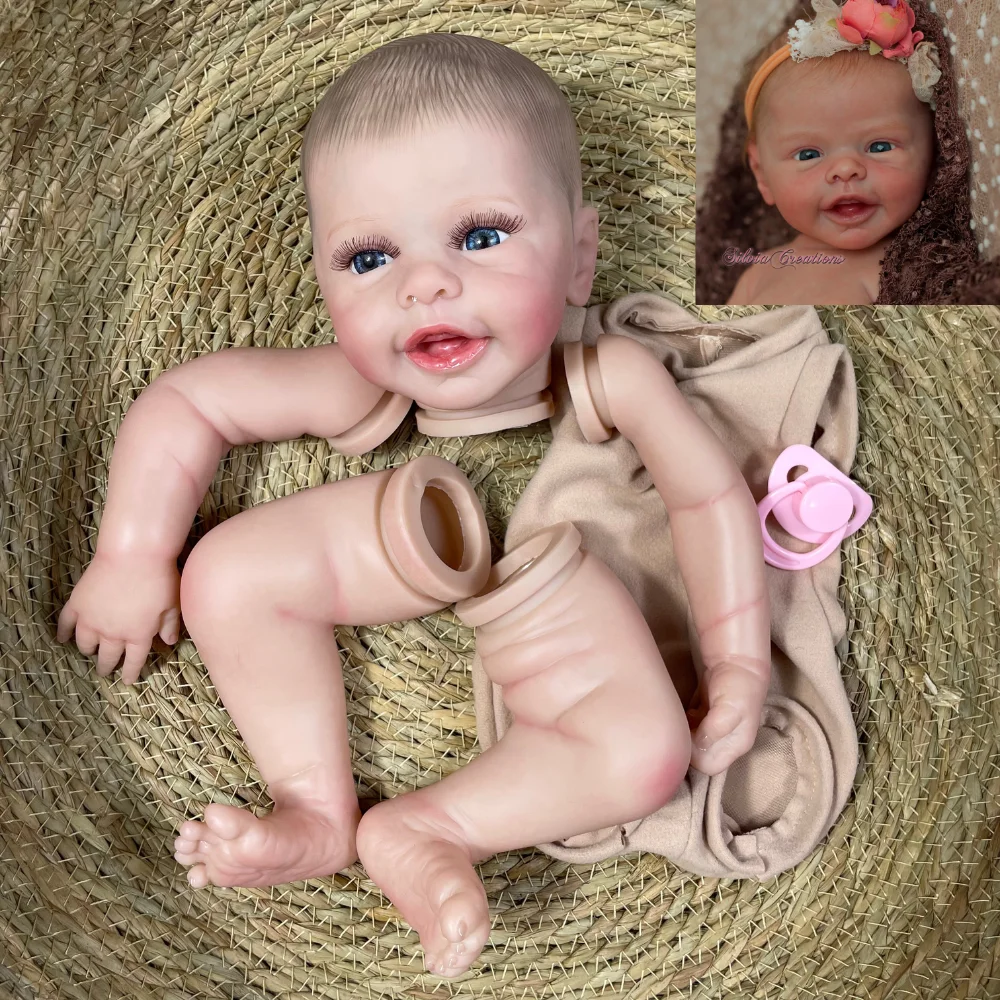 

New 17 Inch Unassembled Painted Reborn Doll Kit Blossom 3D Skin Visible Veins Doll Parts With Cloth Body Doll Accessories