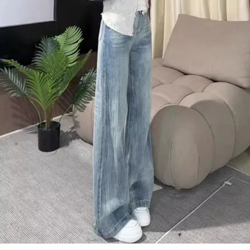 Pear Shaped Figure Wide Leg Jeans for Women High Waist Loose Fit Non Stick Leg Slightly Flared Long Pants