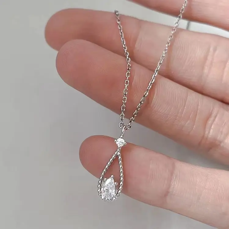 Collares Para Mujer Shining Water Drop Pendant Necklace For Women Minimalist Waterdrop Chain Choker Wedding Party Jewelry