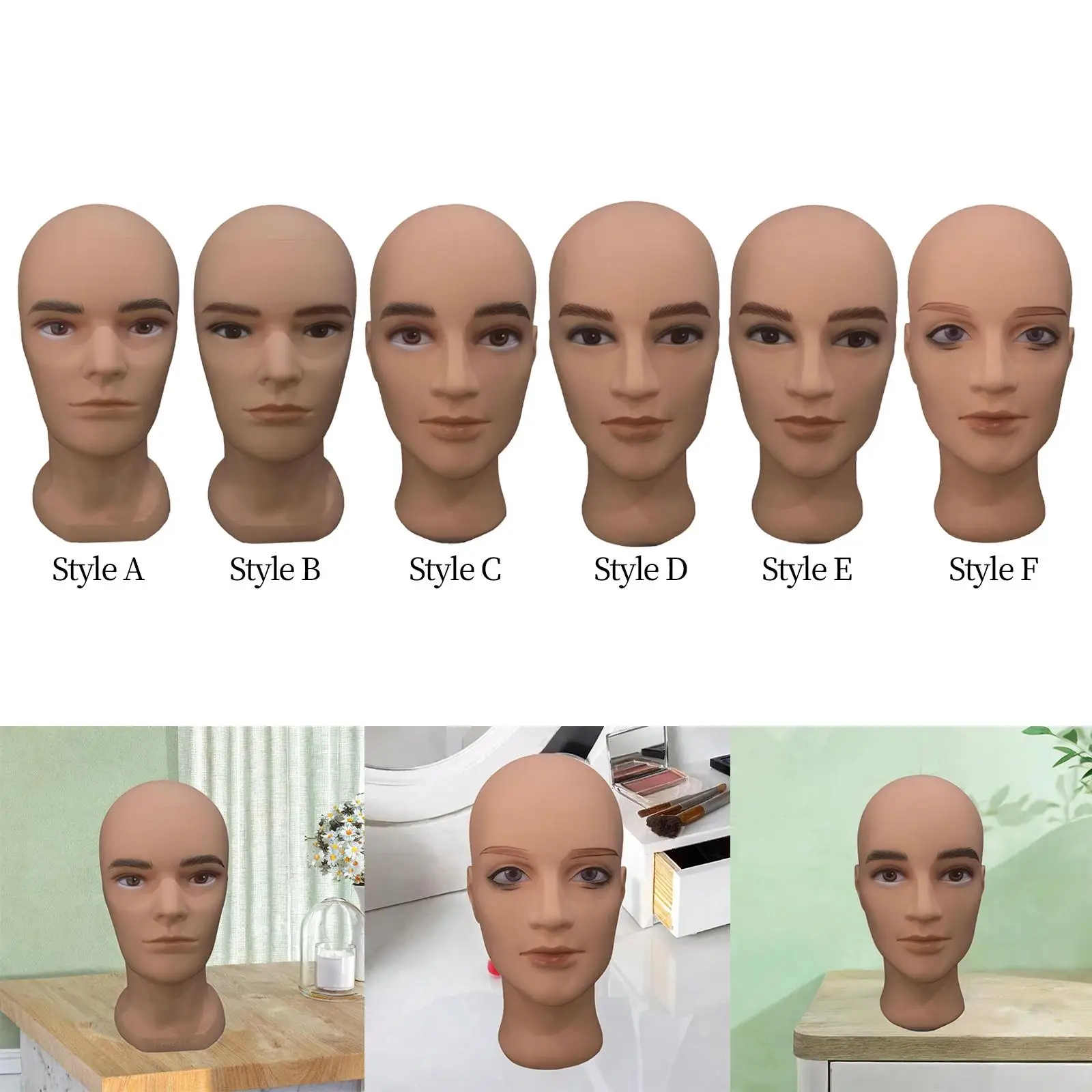 Male Bald Mannequin Head,Wig Display Model Stable Base,Training Head,Manikin Wig Head Hat Display Rack for Hats Shopping Mall