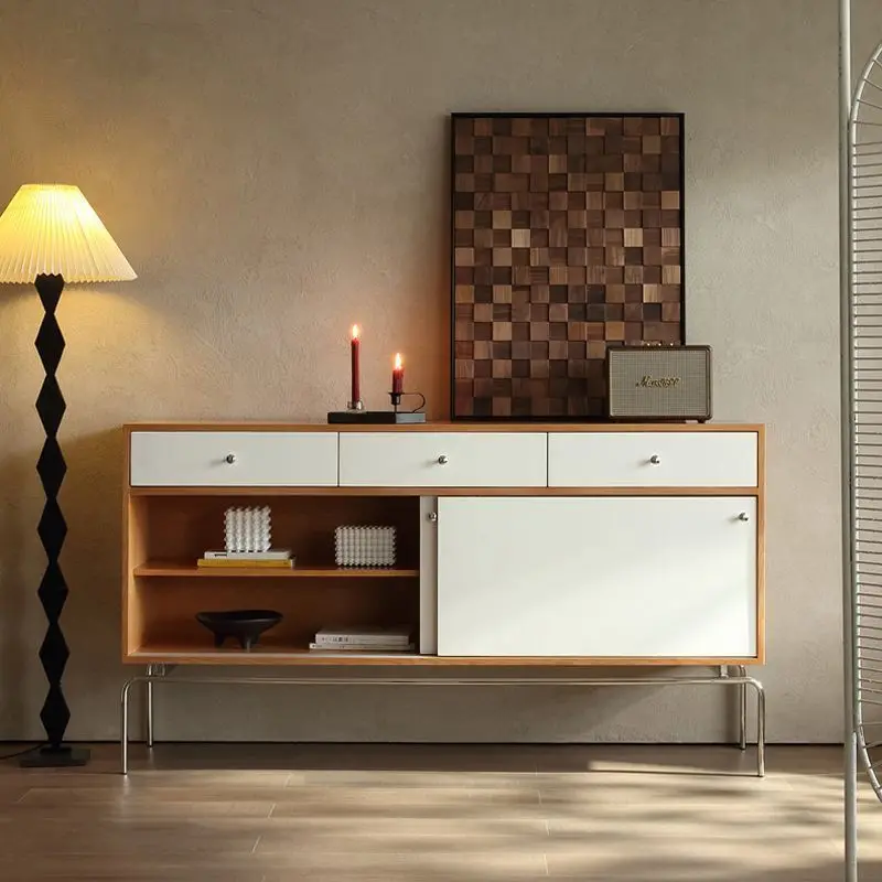 

Medieval solid wood dining side cabinet, foyer, porch cabinet, living room storage, drawer cabinet, simple and modern side cabin