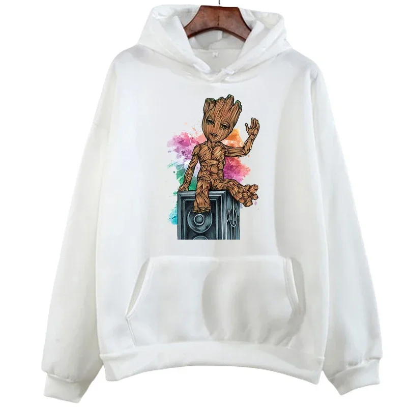 Marvel Printed Men Hoodies Daily Cartoon Tree Man Groot Creative Fashion Tops Comfortable Trendy Autumn Winter Male Sweatshirts