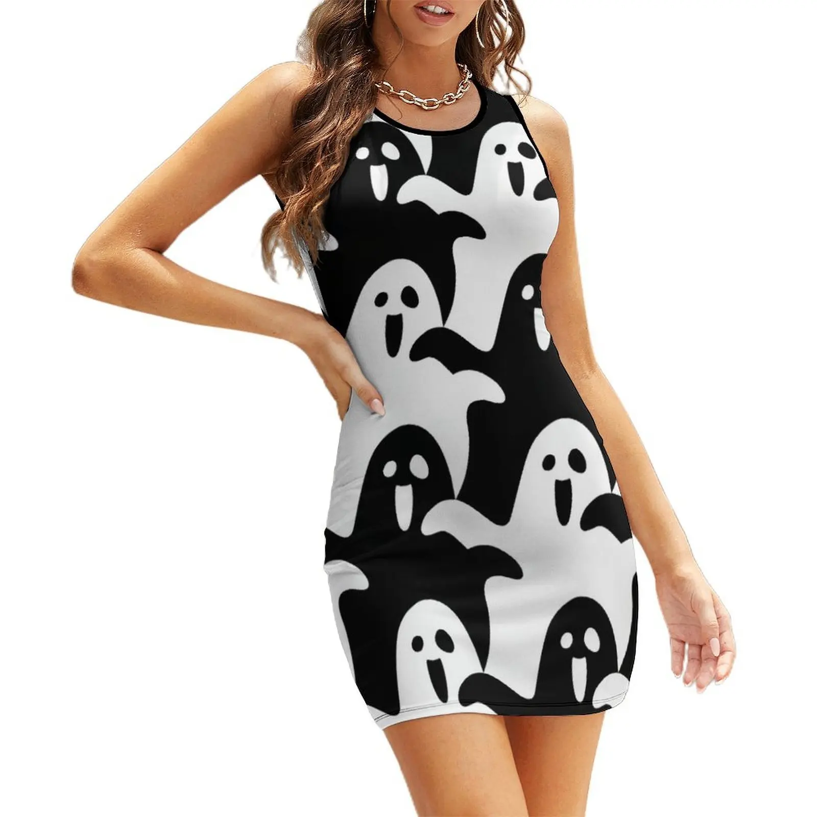 

Spooky Scary Ghosts Sleeveless Sundress woman dress women's clothing trend 2025 women clothes dresses for woman 2025