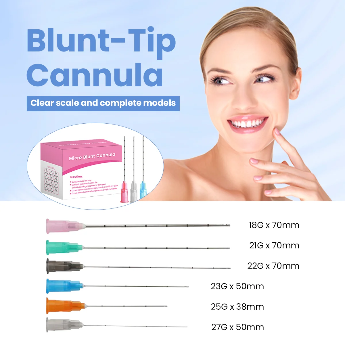 Korea Technology Sterile Micro Tip Blunt Cannula 22g 23G 25G 27G 18G 30G 50mm 70mm High Toughnes Disposable Blunt Tip Cannula