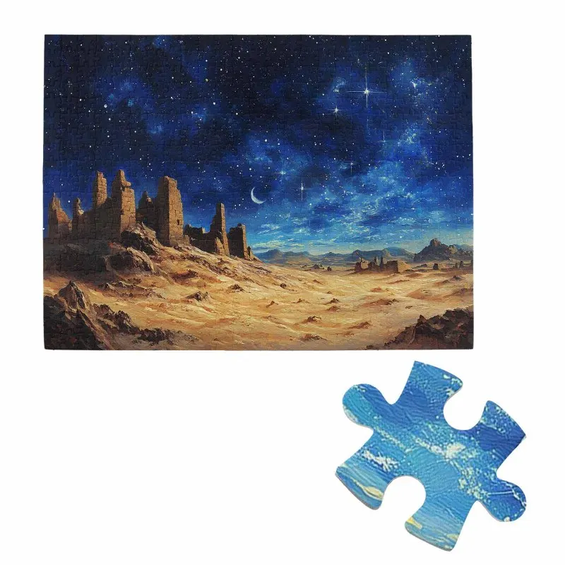 

500 шт. пазл для взрослых - руины пустыни, звездное ночное небо, сюрреалистический пейзажный узор Пазл