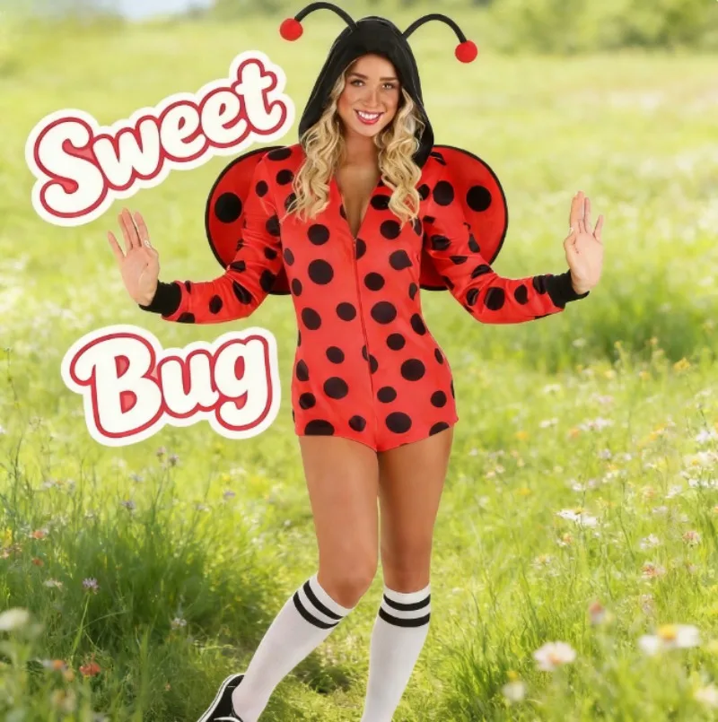 

Костюм пчелы и божьей коровки на Хэллоуин для взрослых и детей, наряд для косплея, милое платье в виде насекомого для праздничных мероприятий и фестивалей