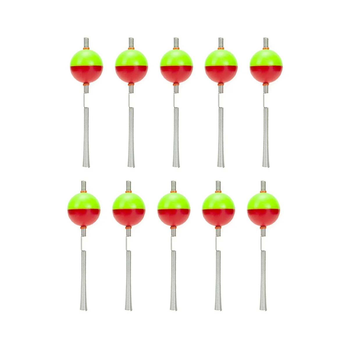 10Pcs Winter Outdoor Ice Fishing Rattle Ball Fishing Rod Slight Winter Fishing Tackles Green+Red